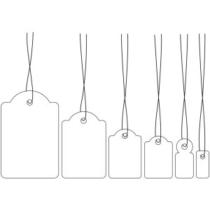 Opknoping etiketten 10x22 mm met draad wit 1000 st.