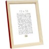 s233h4 Houten lijst in natuurkleur met rode buitenrand 30x40 cm