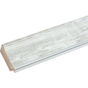 s46ee1 Houten lijst in wit met zilverkleurige rand 15x20 cm