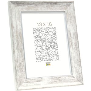 s46ee1 Houten lijst in wit met zilverkleurige rand 18x24 cm