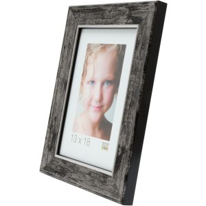 s46ee2 Houten lijst in zwart met zilverkleurige rand 10x15 cm