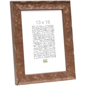 s46hf3 Houten lijst in bruin met gegolfd oppervlak 24x30 cm