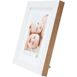 s46jh1 Houten lijst in wit met houtkleurige rand 18x24 cm