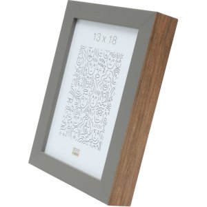 s46ph7 Houten lijst in grijs met houtkleurige rand 20x20 cm