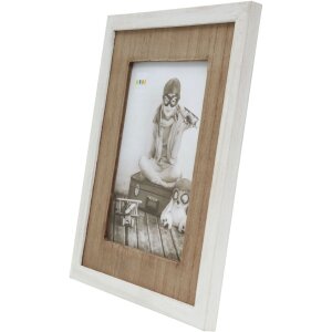 s67tw1 Lijst in wit met houten montuur 10x15 cm