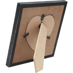 s67tw2 Lijst in zwart met houten montuur met hartvormige uitsparing 10x10 cm