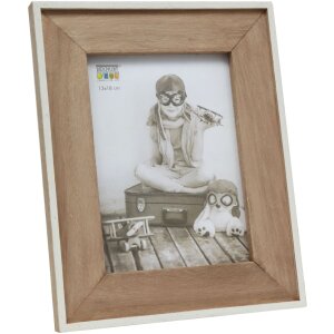 s67tx1 Smalle lijst in wit met houten montuur 10x15 cm