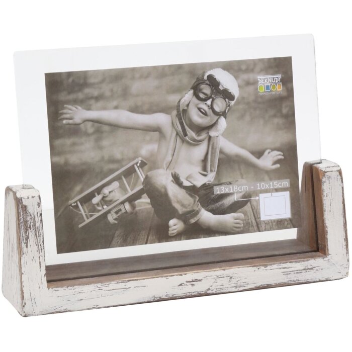 s67tz1 Wit geschilderde fotohouder voor 1 horizontale foto 15x20 cm