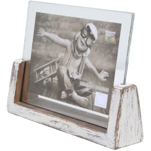 s67tz1 Wit geschilderde fotohouder voor 1 horizontale foto 15x20 cm