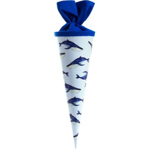 Schoolkegel 35 cm blauwe vinvis