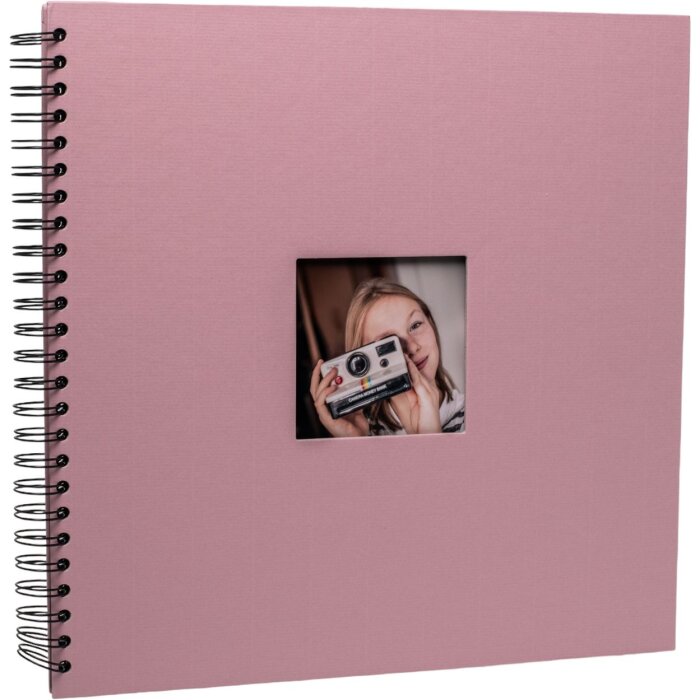 Spiraal album Khari rose geribbeld zwarte paginas 33x33 cm