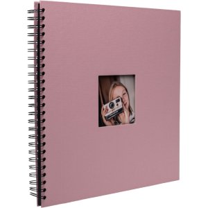 Spiraal album Khari rose geribbeld zwarte paginas 33x33 cm