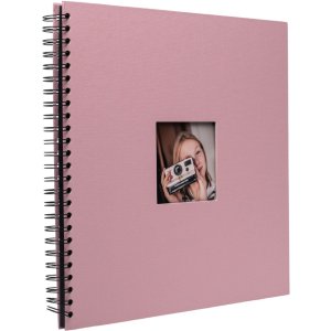 Spiraal album Khari rose geribbeld zwarte paginas 33x33 cm