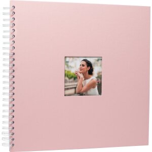 Spiraalalbum Khari flamingo geribbeld wit blad 33x33 cm