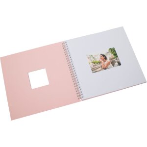 Spiraalalbum Khari flamingo geribbeld wit blad 33x33 cm