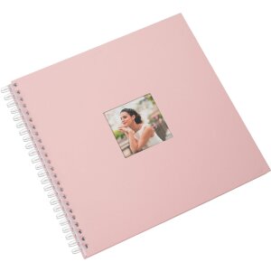 Spiraalalbum Khari flamingo geribbeld wit blad 33x33 cm