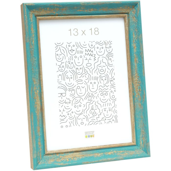 Houten lijst s46tg turquoise 13x18 cm