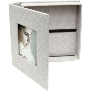 Grijs Linnen USB Box 13x13 cm