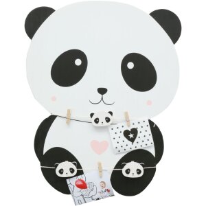 Houten wand in de vorm van een panda met beugels 38x48 cm