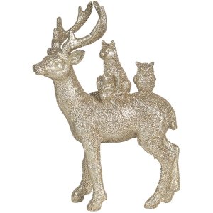 Decoratie hert 14x4x19 cm goud 6pr3035