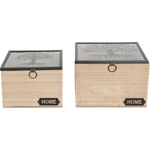 Houten kist 18x18x12 - 15x15x11 cm (2 stuks) bruin 6h1936