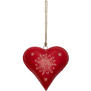 Decoratie Hanger Hart 27x12x27 cm rood 6y4162