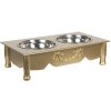 Voerbak voor huisdieren 41x22x12 cm / 2x0.5L goud 6h0769go