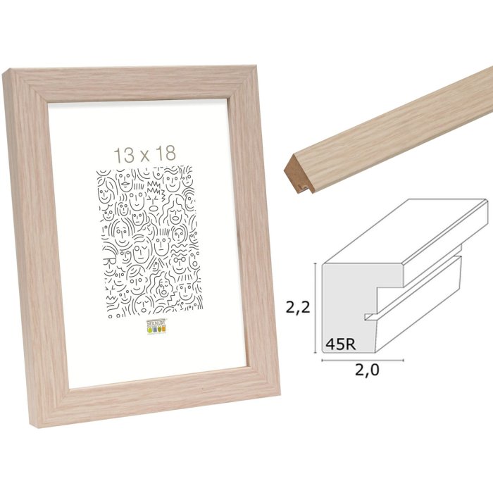 Houten lijst s45rj1ar licht eiken Antireflecterend glas