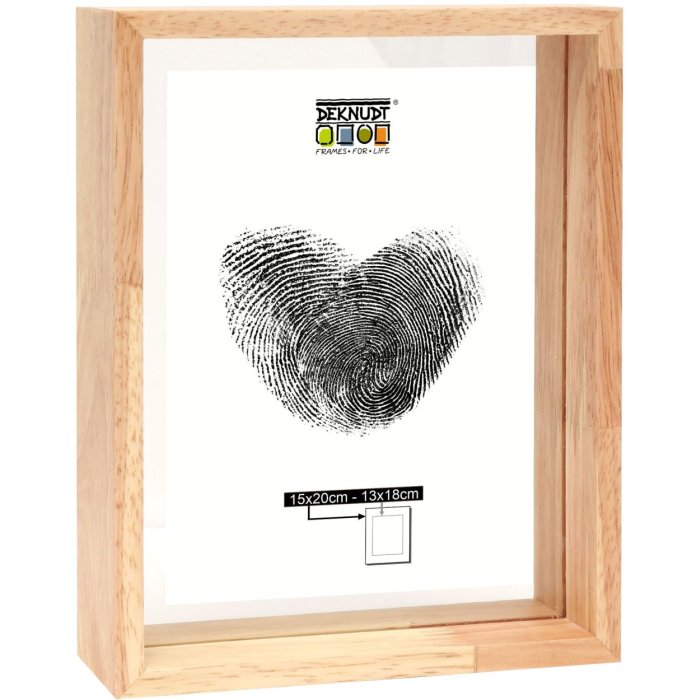 Glazen lijst met houten rand naturel 25x25 cm glas passepartout