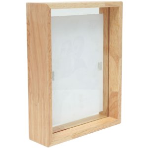 Glazen lijst met houten rand naturel 25x25 cm glas passepartout