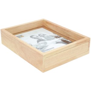 Glazen lijst met houten rand naturel 25x25 cm glas passepartout