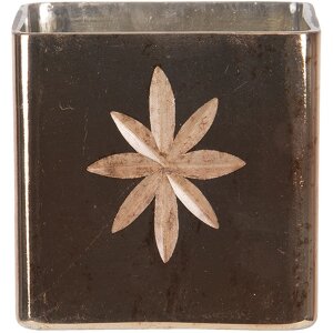 Theelichthouder - Kaarsenhouder goud 10x10x10 cm 6gl3212