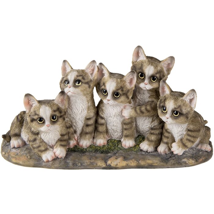 Decoratie Katten grijs 32x13x16 cm 6pr3338