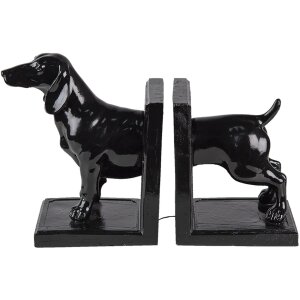 Boekensteun (set van 2) Hond zwart 25x9x15 cm 6pr4623