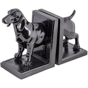 Boekensteun (set van 2) Hond zwart 25x9x15 cm 6pr4623