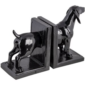 Boekensteun (set van 2) Hond zwart 25x9x15 cm 6pr4623