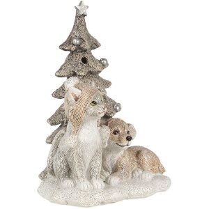 Decoratie Hond en Kat veelkleurig 11x9x15 cm led 6pr4628