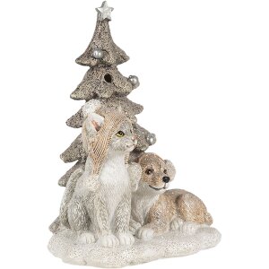 Decoratie Hond en Kat veelkleurig 11x9x15 cm led 6pr4628