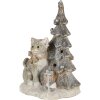 Decoratie kat op kerstboom grijs 12x9x16 cm led 6pr4629