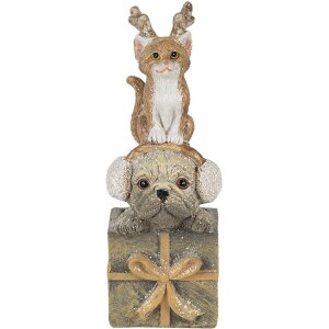 Decoratie Hond en Kat veelkleurig 5x5x13 cm 6pr4642