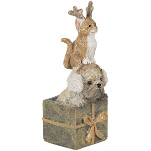 Decoratie Hond en Kat veelkleurig 5x5x13 cm 6pr4642