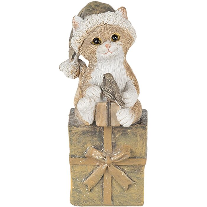 Decoratie Kat veelkleurig 5x4x10 cm 6pr4643