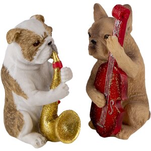 Decoratie Honden (set van 2) veelkleurig 14x6x10 cm 6pr4684