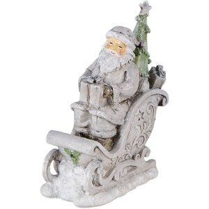 Decoratie kerstman in arrenslee zilver 10x6x13 cm 6pr4727