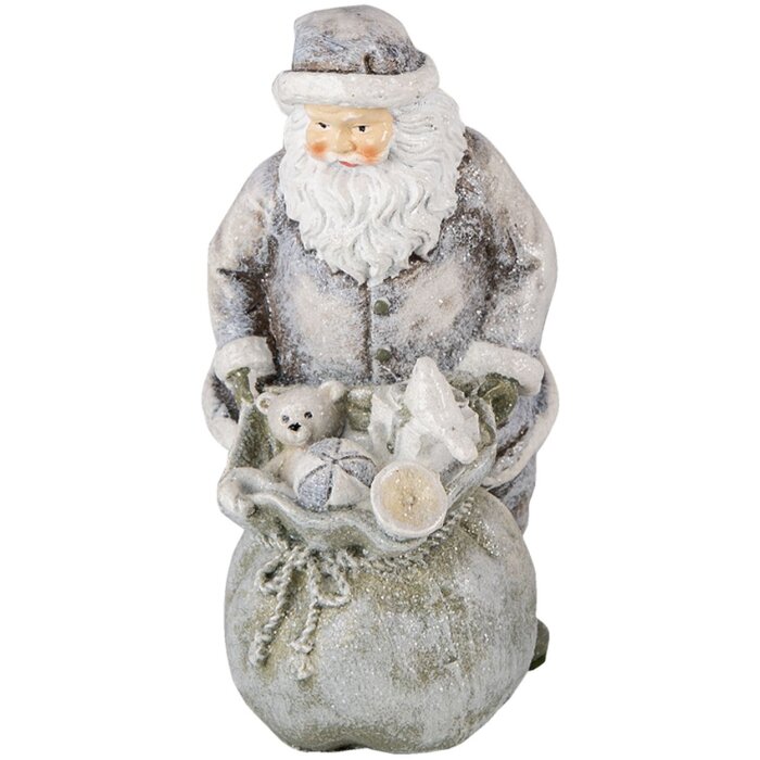 Decoratie kerstman met rendier zilver 10x7x13 cm 6pr4729