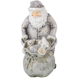 Decoratie kerstman met rendier zilver 10x7x13 cm 6pr4729