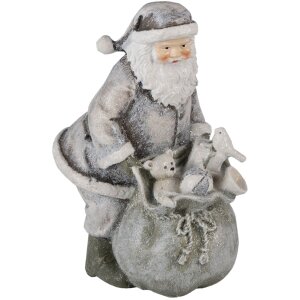 Decoratie kerstman met rendier zilver 10x7x13 cm 6pr4729