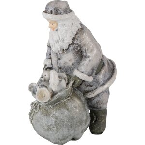 Decoratie kerstman met rendier zilver 10x7x13 cm 6pr4729