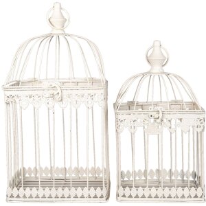 Decoratie Vogelkooi (set van 2) bruin 21x21x42 - 18x18x32...