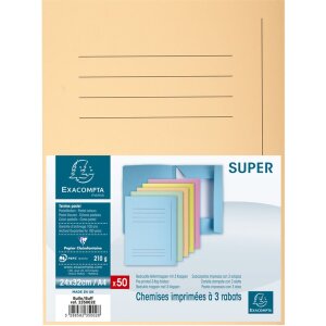 SuperFile 210 Beige dossiermap 3 kleppen DIN A4 50 stuks 24x32cm